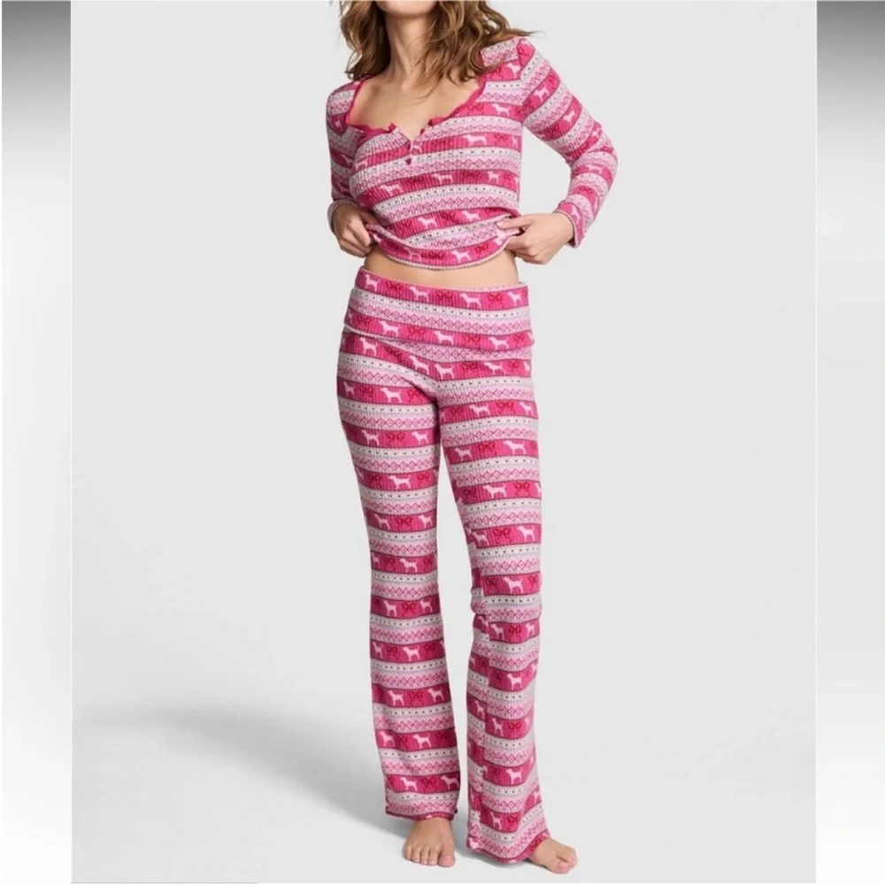 LoveShackFancy X PINK Waffle Knit Pajama Set